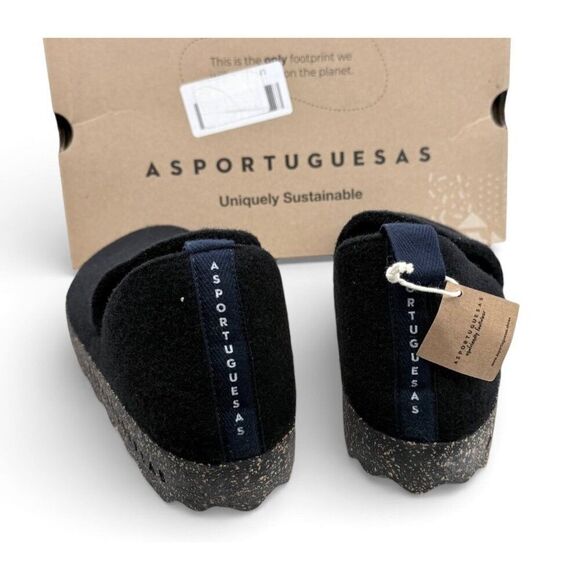 Asportuguesas Fly London City Black Tweed Cork Slip On Men’s 8 Womens 10 EU 41